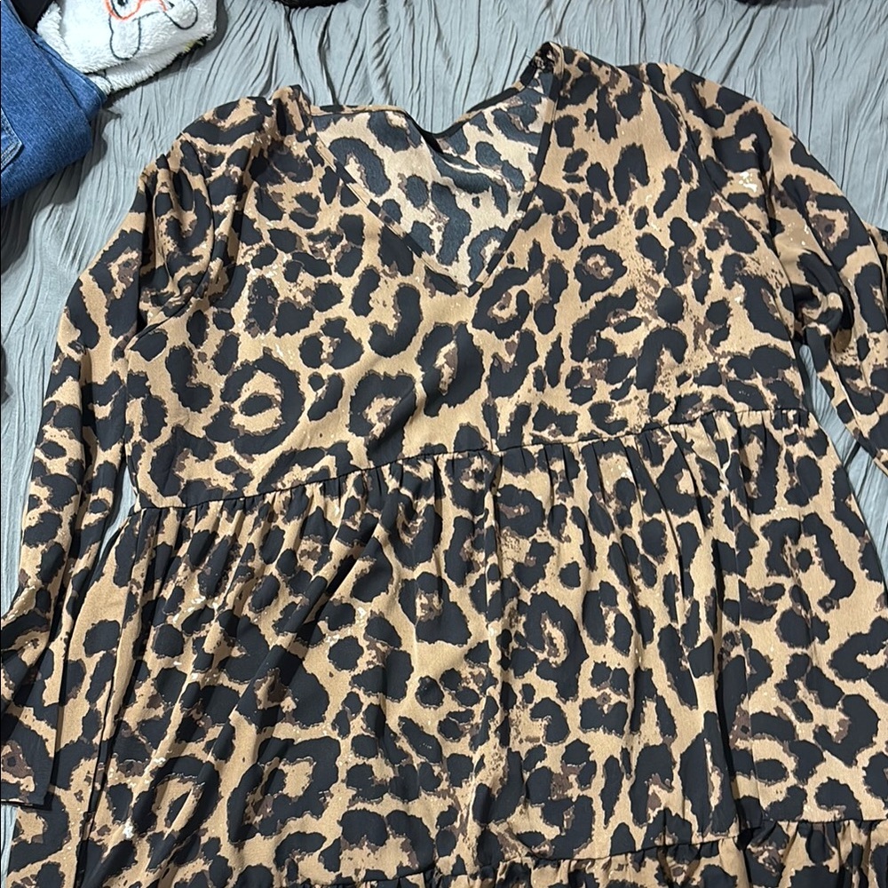 Leopard Print V-Neck Blouse